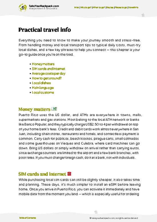example page 7 from our offline Travel Guide for Puerto Rico